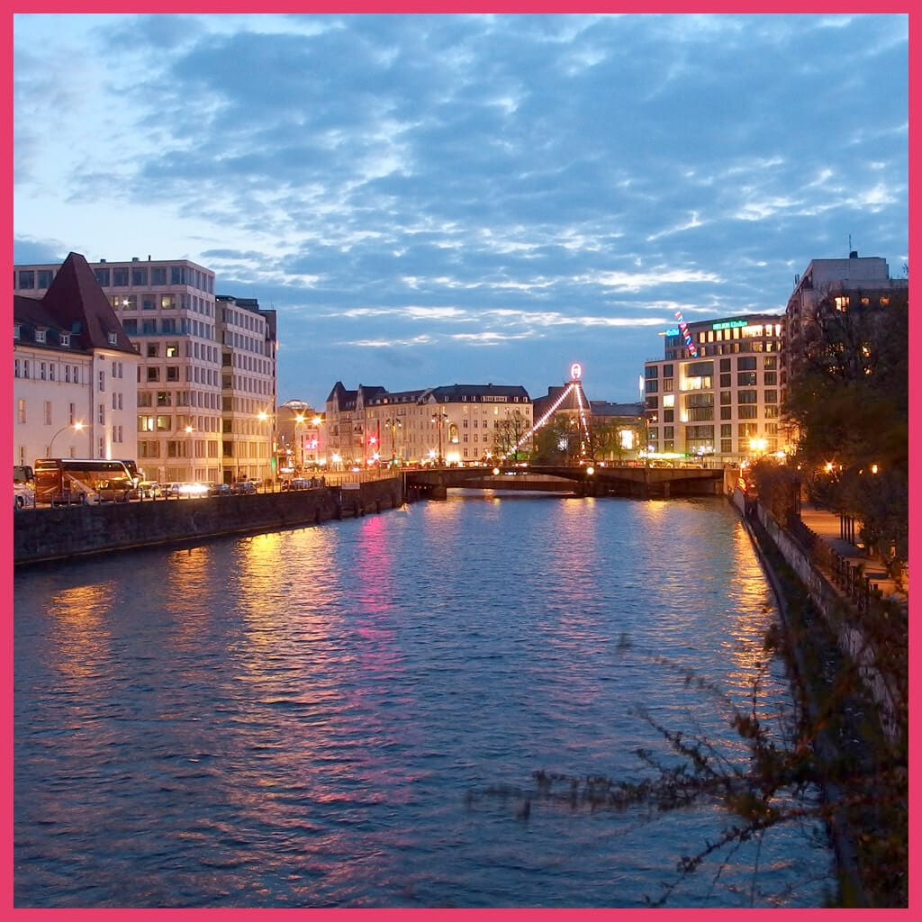Berlin Boat Tour Night - River Spree near pier Friedrichstrasse