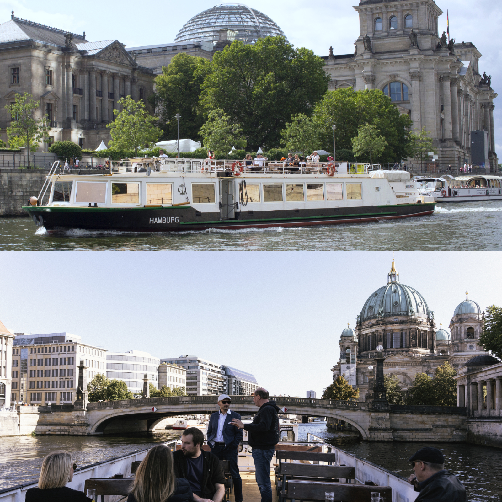 MS Hamburg auf der Spree in Höhe Reichstagsgebäude und Berliner Dom